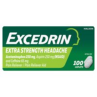 Excedrin Extra Strength Headache Caplets, 100 count, 100 Each