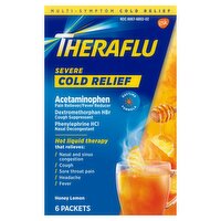 Theraflu Honey Lemon Severe Cold Relief Packets, 6 count, 6 Each