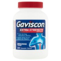 Gaviscon Extra Strength Antacid Original Flavor Chewable Tablets, 100 count