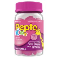 Pepto Kids Bubble Gum Calcium Phosphate Dietary Supplement, Ages 4+, 24 count