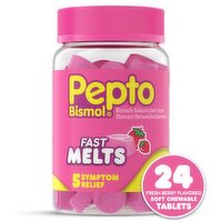 Pepto Bismol Fresh Berry Fast Melts Soft Chewable Tablets, 24 count