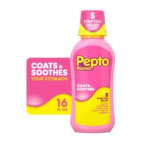 Pepto Bismol Liquid, Fast 5-Symptom Stomach Relief, Upset Stomach Relief, 16 Oz
