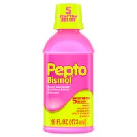 Pepto Bismol Upset Stomach Reliever/Antidiarrheal Relief Liquid, 16 fl oz, 16 Fluid ounce