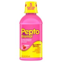 Pepto Bismol Liquid for Nausea, Heartburn, Indigestion, Upset Stomach, and Diarrhea - 5 Symptom Fas