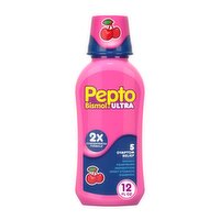 Pepto Bismol ULTRA Cherry Liquid, Fast 5-Symptom Stomach Relief, Upset Stomach Relief, 12oz