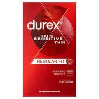 Durex Regular Fit Extra Sensitive Thin Latex Condoms, 12 count