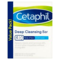 Cetaphil Body & Face Deep Cleansing Bar Value Pack, 4.5 oz, 3 count