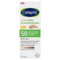 Cetaphil Broad Spectrum (UVA/UVB) Sunscreen Tinted Daily Facial Moisturizer, SPF 50, 1.7 fl oz