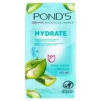 Pond's Hydrate Aloe Vera +Vit B3 Vitamin Micellar Wipes, 25 count