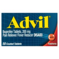 Advil Ibuprofen Coated Tablets, 200 mg, 50 count, 50 Each