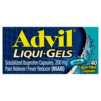 Advil Liqui-Gels Solubilized Ibuprofen Liquid Filled Capsules, 200 mg, 40 count, 40 Each