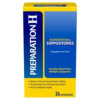 Preparation H Hemorrhoidal Suppositories, 24 count, 24 Each