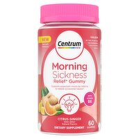 Centrum Citrus Ginger Morning Sickness Relief Gummy Dietary Supplement, 60 count