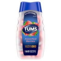 Tums Ultra Strength Assorted Berries Calcium Carbonate Antacid, 1000 mg, 160 count