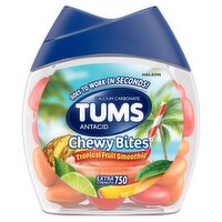 Tums Tropical Fruit Smoothie Chewy Bites Calcium Carbonate Antacid, 32 count