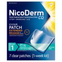 NicoDerm CQ Step 1 Stop Smoking Aid Clear Patches, 21 mg, 7 count