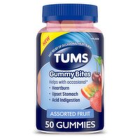 Tums Gummy Bites Assorted Fruit Dietary Supplement, 50 count, 50 Each