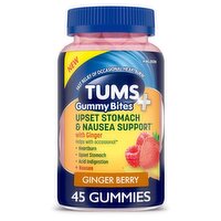 Tums Upset Stomach & Nausea Support with Ginger Gummy Bites Dietary Supplement, 45 count