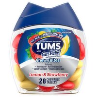 Tums with Gas Relief Antacid/Antigas Lemon & Strawberry Chewy Bites, 28 count, 28 Each