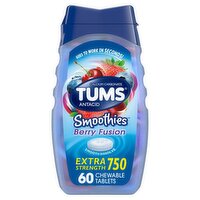TUMS Smoothies Extra Strength Antacid Tablets for Heartburn Relief, Acid Indigestion Relief - 60 Ct, 60 Each