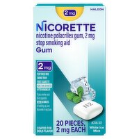 Nicorette White Ice Mint Stop Smoking Aid Nicotine Polacrilex Gum, 2mg, 20 count