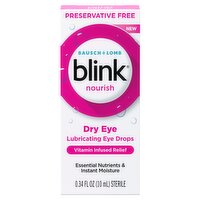 Bausch + Lomb Blink Nourish Dry Eye Vitamin Infused Relief Lubricating Eye Drops, 0.34 fl oz