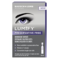 Bausch + Lomb Lumify Redness Reliever Eye Drops, 20 count, 0.013 fl oz