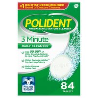 Polident 3 Minute Triple Mint Antibacterial Denture Cleanser Effervescent Tablets, 84 count, 84 Each