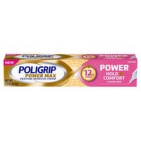 Poligrip Power Max Hold + Comfort Denture Adhesive Cream, 2.2 oz