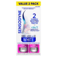 Sensodyne Clinical White Stain Protector Toothpaste Value Pack, 3.4 oz, 2 count