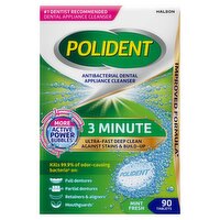 Polident Antibacterial Dental Appliance Cleanser 3 Minute Mint Fresh Tablets, 90 count