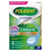 Polident Antibacterial Dental Appliance Cleanser 3 Minute Mint Fresh Tablets, 60 count