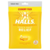 Halls Honey Lemon Flavor Menthol Cough & Throat Relief Drops Economy Pack, 70 count, 70 Each