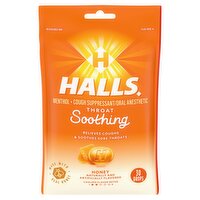 Halls Soothing Honey Menthol Drops, 30 count