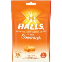 Halls Soothing Honey Menthol Drops, 30 count