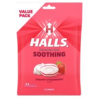 HALLS Soothing Creamy Strawberry Throat Drops, FSA/HSA Eligible, Value Pack, 70 Drops