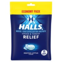 Halls Mentho-Lyptus Flavor Cough & Throat Relief Drops Economy Pack, 80 count, 80 Each