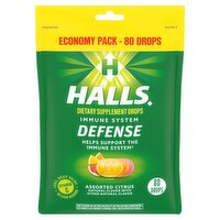 Halls Defense Immune System Assorted Citrus Dietary Supplement Economy Pack, 80 count, 80 Each