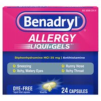 Benadryl Allergy Dye-Free Liqui-Gels, 24 count