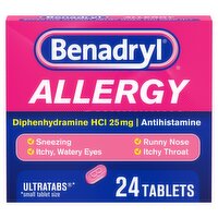 Benadryl Ultratabs Allergy Tablets, 24 count