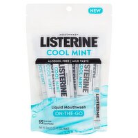 Listerine Cool Mint On-the-Go Liquid Mouthwash, 0.33 fl oz, 15 count