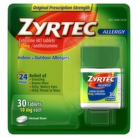 Zyrtec Indoor & Outdoor Allergy Tablets, 10 mg, 30 count