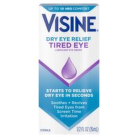 Visine Sterile Dry Eye Relief Tired Eye Lubricant Eye Drops, 1/2 fl oz, 0.5 Fluid ounce