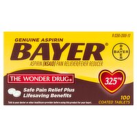 Bayer Genuine Aspirin Coated Tablets 325 mg, 100 count