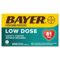 Bayer Low Dose Aspirin Regimen Safety Enteric Coated 81 mg Tablets, 200 count, 200 Each