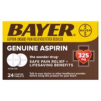 Bayer Genuine Aspirin Coated Tablets 325 mg, 24 count, 24 Each