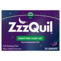 ZzzQuil LiquiCap Sleep Aid, Diphenhydramine 25mg HCl,  Sleep Aids for Adults, Nighttime Sleep Aid, , 24 Each