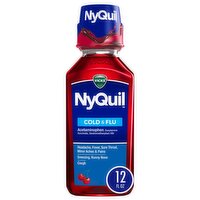 Vicks NyQuil Cherry Cold & Flu Relief Liquid Over-the-Counter Medicine, Powerful Multi-Symptom Nigh