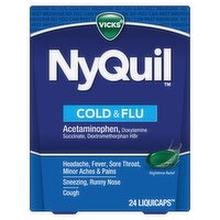 VICKS NyQuil Cold & Flu Nighttime Relief LiquiCaps, 24 count