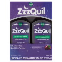 Vicks ZzzQuil Warming Berry Nighttime Sleep-Aid, 12 fl oz, 2 count